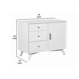 Benzara Wooden Accent Cabinet with 3 Drawers and 1 Door, Brown BM222495 White Solid Wood, Veneer BM222495