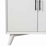 Benzara Transitional Style 2 Door Wooden Bar Cabinet with Splayed Legs, White BM222497 White Solid Wood, Veneer BM222497