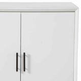 Benzara Transitional Style 2 Door Wooden Bar Cabinet with Splayed Legs, White BM222497 White Solid Wood, Veneer BM222497