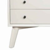 Benzara 2 Drawer Wooden Nightstand with Open Compartment and Splayed Legs, White BM222499 White Solid Wood, Veneer BM222499