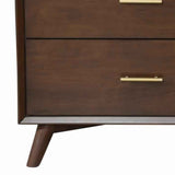 Benzara 3 Drawer Mid Century Modern Wooden Chest with Splayed Legs, Small, Brown BM222502 Brown Solid Wood, Veneer BM222502