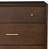 Benzara 3 Drawer Mid Century Modern Wooden Chest with Splayed Legs, Small, Brown BM222502 Brown Solid Wood, Veneer BM222502