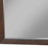 Benzara Mid Century Modern Rectangular Molded Mirror with Wooden Frame, Brown BM222504 Brown Solid Wood, Veneer, Mirror BM222504