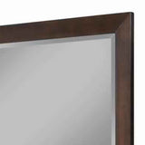 Benzara Mid Century Modern Rectangular Molded Mirror with Wooden Frame, Brown BM222504 Brown Solid Wood, Veneer, Mirror BM222504