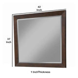 Benzara Mid Century Modern Rectangular Molded Mirror with Wooden Frame, Brown BM222504 Brown Solid Wood, Veneer, Mirror BM222504