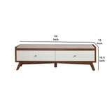 Benzara Fabric Upholstered Wooden Bench with 2 Drawers, Brown and White BM222508 Brown and White Solid Wood, Fabric, Veneer BM222508