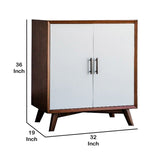 Benzara 2 Door Wooden Bar Cabinet with Splayed Legs, White and Brown BM222510 White, Brown Solid Wood, Veneer BM222510