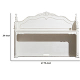 Benzara Traditional Design Writing Hutch with Carving Details, Antique White BM222538 White Solid Wood, Veneer BM222538