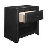 Benzara Transitional Style 1 Drawer Nightstand with 1 Storage Cubby, Espresso Brown BM222556 Brown Solid Wood, Veneer BM222556