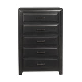 Benzara 5 Drawer Transitional Wooden Chest with Metal Bar Pull, Espresso BM222558 Brown Solid Wood, Veneer BM222558