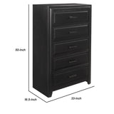 Benzara 5 Drawer Transitional Wooden Chest with Metal Bar Pull, Espresso BM222558 Brown Solid Wood, Veneer BM222558