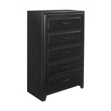 Benzara 5 Drawer Transitional Wooden Chest with Metal Bar Pull, Espresso BM222558 Brown Solid Wood, Veneer BM222558