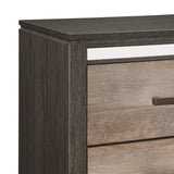 Benzara 2 Drawer Wooden Nightstand with Grain Details and Mirror Trim, Brown BM222559 Brown Solid Wood, Faux Veneer BM222559