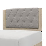 Benzara Fabric Upholstered Wooden Full Bed with Grain Details, Brown and Gray BM222570 Brown, Gray Faux Veneer, Solid Wood BM222570