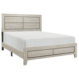 Transitional Style Wooden Queen Bed with Panel Design, Light Brown