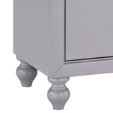 Benzara 2 Drawer Wooden Nightstand with Turned Legs, Gray BM222590 Gray Solid Wood and Engineered Wood BM222590