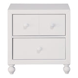 Benzara 2 Drawer Wooden Nightstand with Turned Legs, White BM222594 White Solid Wood and Engineered Wood BM222594