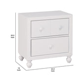 Benzara 2 Drawer Wooden Nightstand with Turned Legs, White BM222594 White Solid Wood and Engineered Wood BM222594