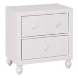 2 Drawer Wooden Nightstand with Turned Legs, White