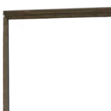 Benzara Rough Hewn Saw Textured Wooden Frame Mirror with Trim top, Brown and Silver BM222600 Brown and Silver Solid Wood, Veneer, Mirror and Engineered Wood BM222600