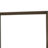 Benzara Rough Hewn Saw Textured Wooden Frame Mirror with Trim top, Brown and Silver BM222600 Brown and Silver Solid Wood, Veneer, Mirror and Engineered Wood BM222600