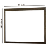 Benzara Rough Hewn Saw Textured Wooden Frame Mirror with Trim top, Brown and Silver BM222600 Brown and Silver Solid Wood, Veneer, Mirror and Engineered Wood BM222600