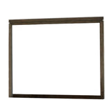 Rough Hewn Saw Textured Wooden Frame Mirror with Trim top, Brown and Silver