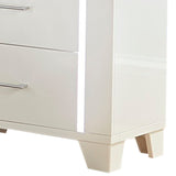 Benzara Contemporary Style 2 Drawer Nightstand with LED Light Strip, White BM222601 White Solid Wood and Engineered Wood BM222601