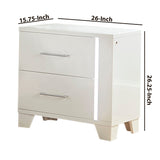 Benzara Contemporary Style 2 Drawer Nightstand with LED Light Strip, White BM222601 White Solid Wood and Engineered Wood BM222601