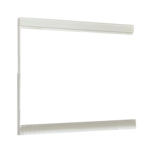 Benzara Trim Top and Bottom Wooden Frame Mirror with Mounting Hardware, White BM222603 White Solid Wood, Mirror and Engineered Wood BM222603