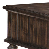 Benzara 1 Drawer Traditional Plank Style End Table with Turned Legs, Cherry Brown BM222615 Brown Solid Wood, Veneer and Engineered Wood BM222615