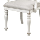 Benzara Fabric Arm Chair with Button Tufted Back, Set of 2, Antique White and Gray BM222629 White, Gray Solid wood, Fabric BM222629