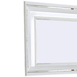 Benzara Wooden Frame Mirror with LED and Mirror Trim Accents, White BM222637 White Solid wood, Engineered wood, Mirror BM222637