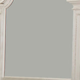 Benzara Scalloped Design Wooden Frame Mirror with Distressed Detail, White BM222643 White Solid wood, Engineered wood, Veneer, Mirror BM222643