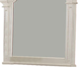 Benzara Scalloped Design Wooden Frame Mirror with Distressed Detail, White BM222643 White Solid wood, Engineered wood, Veneer, Mirror BM222643