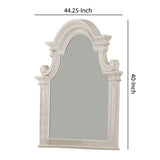 Benzara Scalloped Design Wooden Frame Mirror with Distressed Detail, White BM222643 White Solid wood, Engineered wood, Veneer, Mirror BM222643