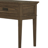 Benzara 2 Drawer Sofa Table with Horizontal Metal Pull and Tapered Legs, Brown BM222652 Brown Solid wood, Engineered wood, Veneer BM222652