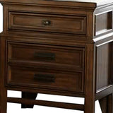 Benzara 2 Drawer Wooden Nightstand with Chamfered Feet, Brown BM222657 Brown Solid wood, Engineered wood, Veneer BM222657