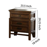 Benzara 2 Drawer Wooden Nightstand with Chamfered Feet, Brown BM222657 Brown Solid wood, Engineered wood, Veneer BM222657