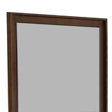 Benzara Rectangular Wooden Frame Mirror with Raised Edges, Brown BM222660 Brown Solid wood, Engineered wood, Veneer, Mirror BM222660