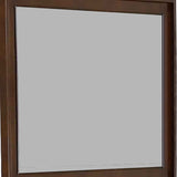 Benzara Rectangular Wooden Frame Mirror with Raised Edges, Brown BM222660 Brown Solid wood, Engineered wood, Veneer, Mirror BM222660