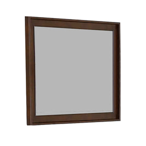 Benzara Rectangular Wooden Frame Mirror with Raised Edges, Brown BM222660 Brown Solid wood, Engineered wood, Veneer, Mirror BM222660