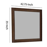 Benzara Rectangular Wooden Frame Mirror with Raised Edges, Brown BM222660 Brown Solid wood, Engineered wood, Veneer, Mirror BM222660