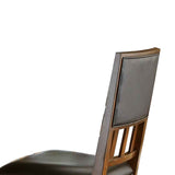 Benzara Leatherette Side Chair with Padded Open Slatted Back, Set of 2, Brown BM222662 Brown Solid wood, Leatherette BM222662