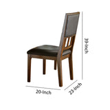 Benzara Leatherette Side Chair with Padded Open Slatted Back, Set of 2, Brown BM222662 Brown Solid wood, Leatherette BM222662