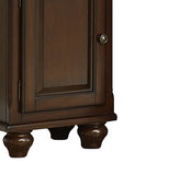 Benzara Traditional Wooden Left Pier with 1 Cabinet and 3 Shelves, Brown BM222674 Brown Solid Wood and Veneer BM222674