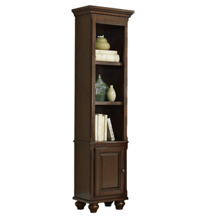 Benzara Traditional Wooden Left Pier with 1 Cabinet and 3 Shelves, Brown BM222674 Brown Solid Wood and Veneer BM222674