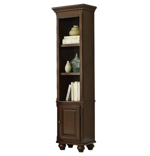 Benzara Traditional Wooden Right Pier with 1 Cabinet and 3 Shelves, Brown BM222675 Brown Solid Wood and Veneer BM222675