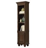 Benzara Traditional Wooden Right Pier with 1 Cabinet and 3 Shelves, Brown BM222675 Brown Solid Wood and Veneer BM222675