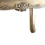 Benzara Traditional Wooden Cocktail Table with Marble Top and Carved Details, Gold BM222678 Gold Solid Wood and Faux Marble BM222678